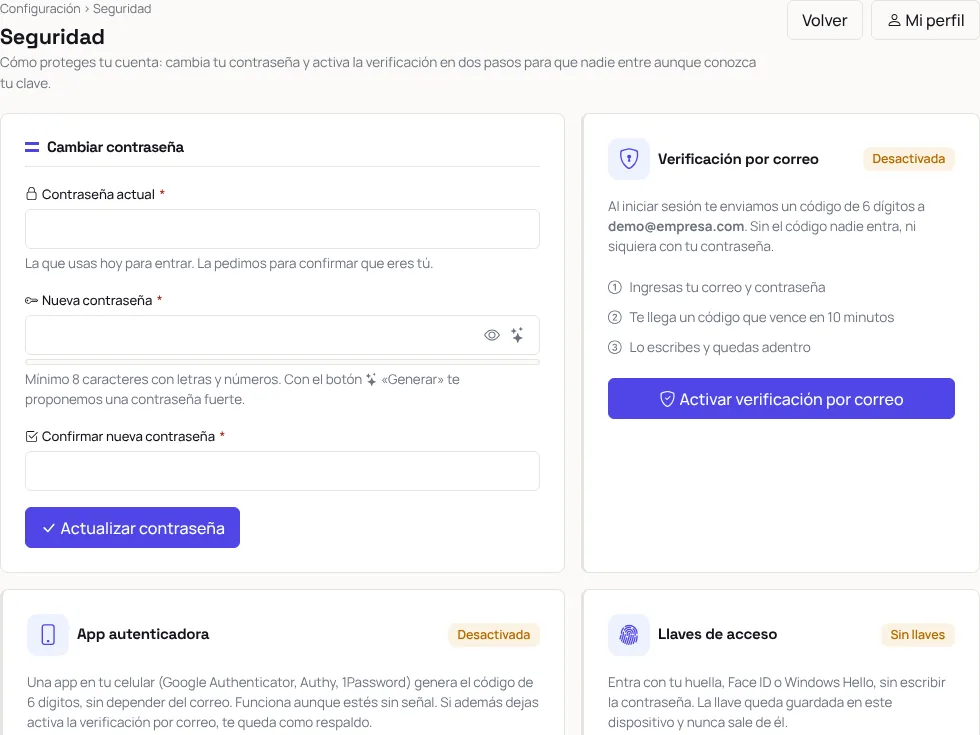 Activación del doble factor de autenticación en Paxioli